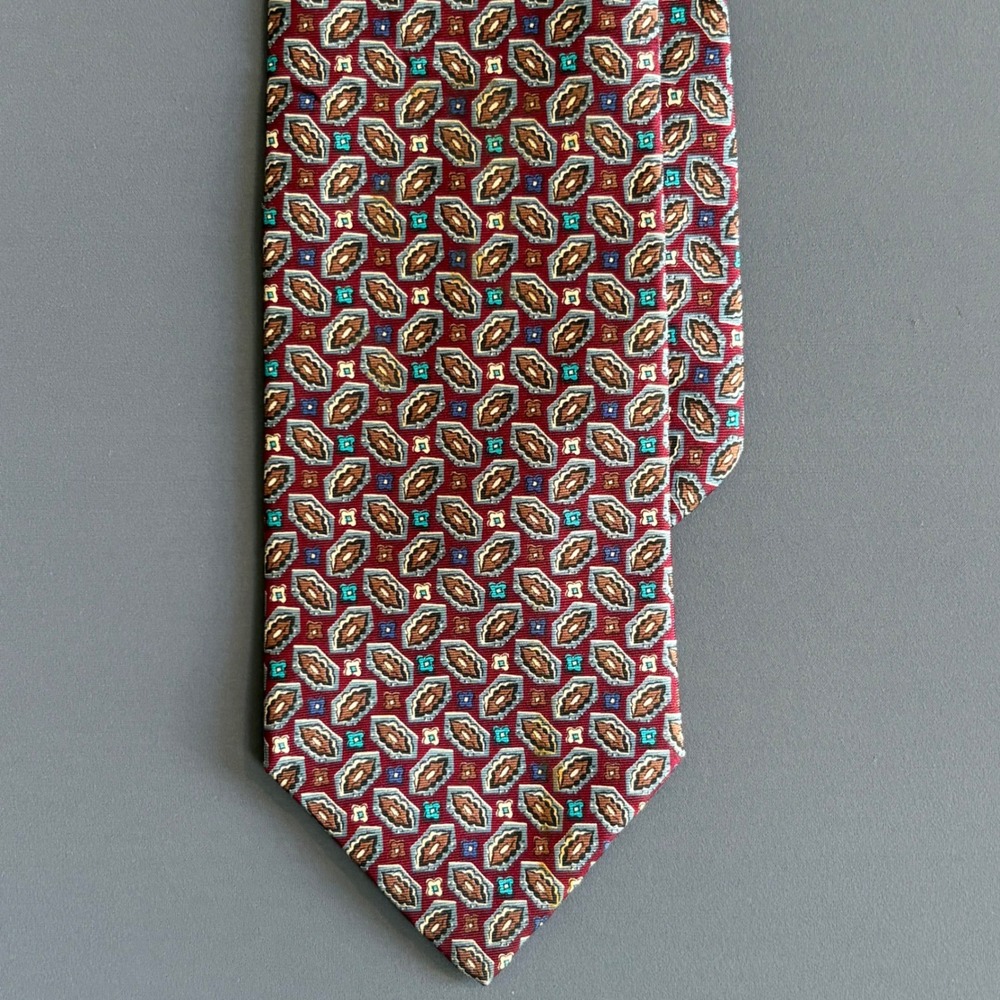 Christian Dior Monsieur Silk Geometric Medallion Tie | Burgundy Eggplant Vintage